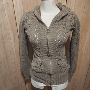 Y2k style MNG Women's Knit Open Front Cardigan Sweater Size M linen/cotton blend